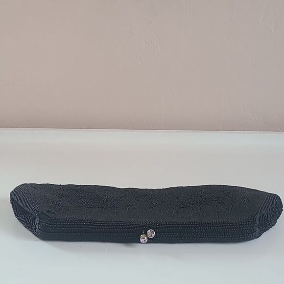 Sarne Imports Handmade in Japan ITALIAN Black Glass Beads Clutch Purse Evening - Picture 8 of 13